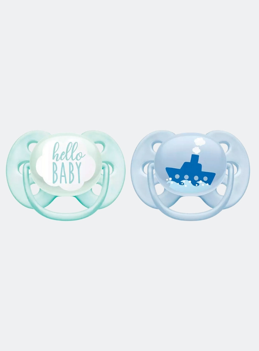 AVENT 2 DECO ULTRA SOFT SOOTHERS - 0-6M BOY