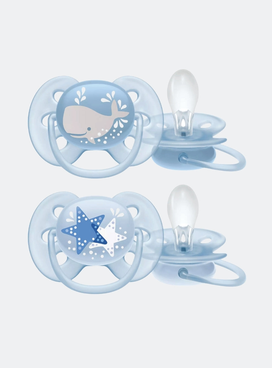 AVENT 2 DECO ULTRA SOFT SOOTHERS - 6-18M BOY