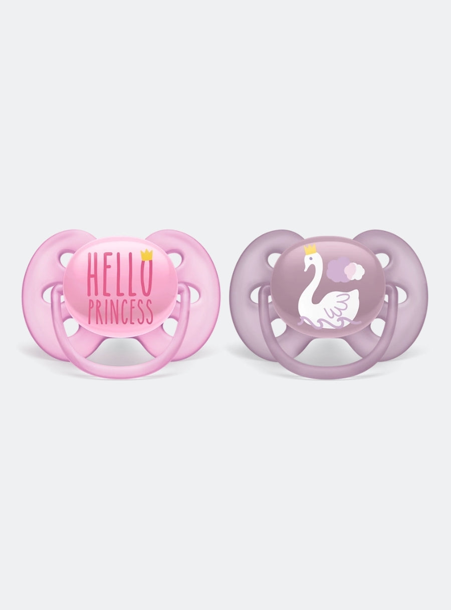 AVENT 2 DECO ULTRA SOFT SOOTHERS - 6-18M GIRL