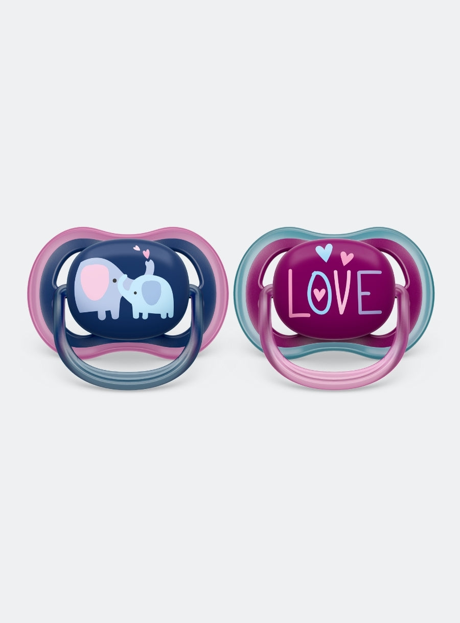 AVENT 2 DECO ULTRA SOFT SOOTHERS 18M+ - GIRL