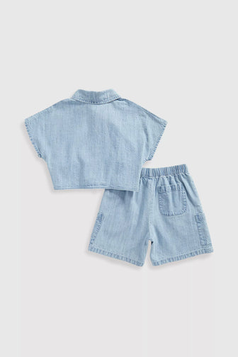 Chambray Shirt and Shorts Set