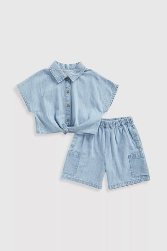 Chambray Shirt and Shorts Set