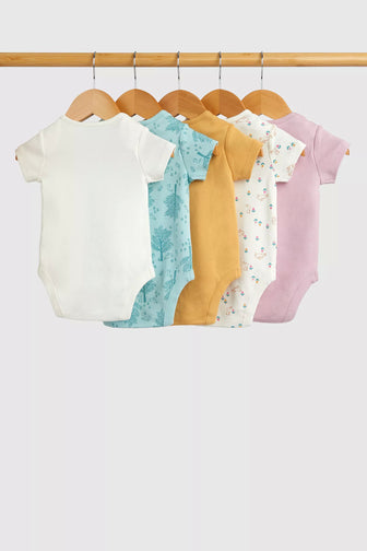 Garden Bunny Short-Sleeved Bodysuits - 5 Pack