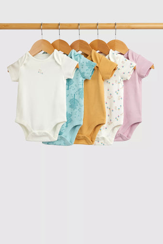 Garden Bunny Short-Sleeved Bodysuits - 5 Pack