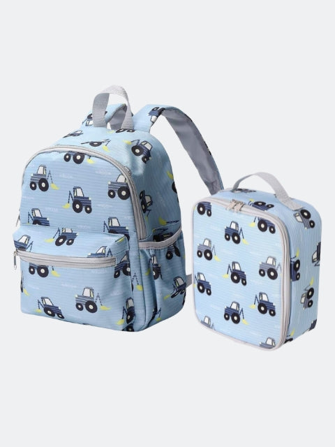 KIds Backpack & Lunch Bag Car Pattern