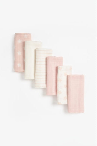 Pink Muslins Cloths - 6 Pack